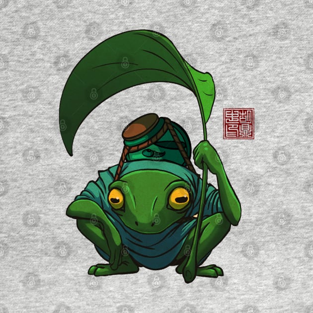 A Frog and His Son Inspecting by DingHuArt